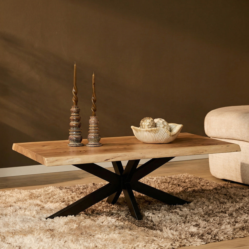 Boomstam salontafel met natuurlijke rand 120 x 60 cm