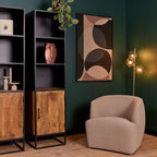 Boekenkast Oakland | Mangohouten deur | Zwart frame