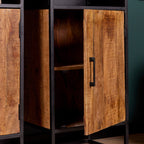 Boekenkast Oakland | Mangohouten deur | Zwart frame