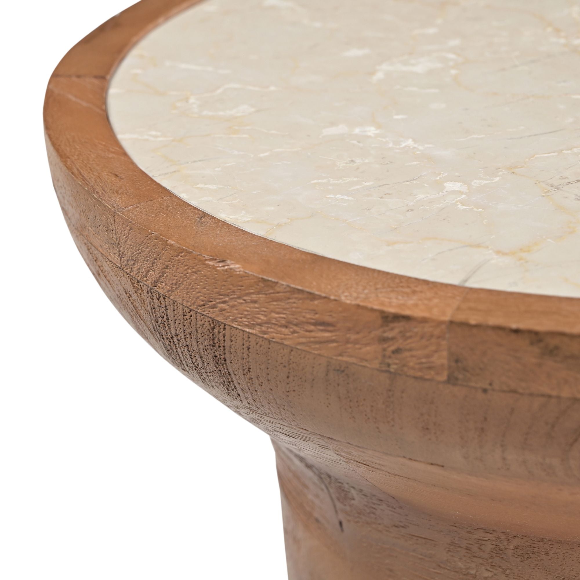 Bijzettafel Zoë | Rond | Mangohout & Travertin