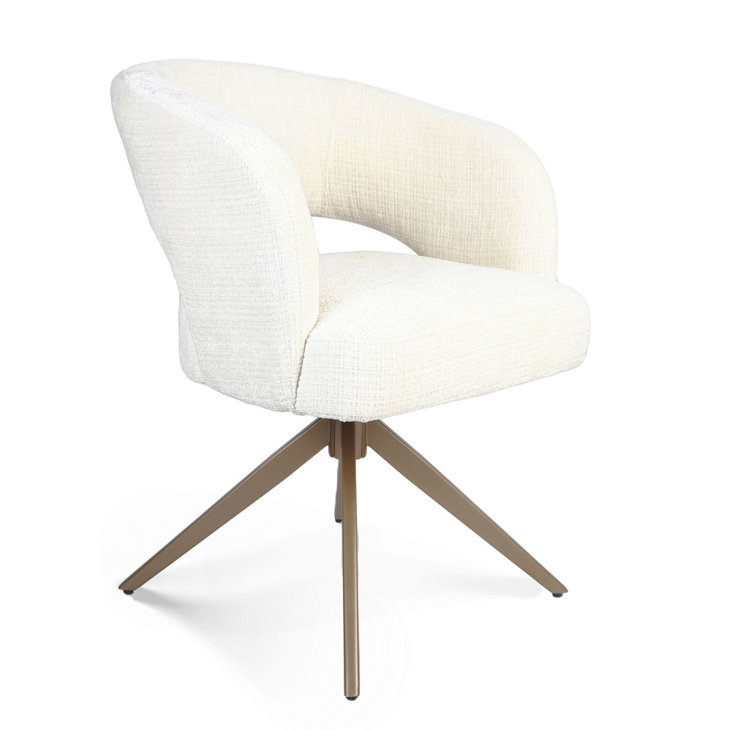 Eetkamerstoel Demi | Off white | Bronzen onderstel