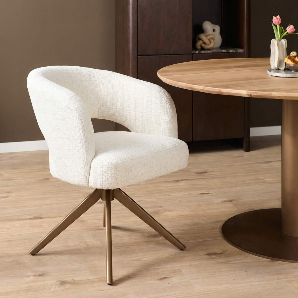 Eetkamerstoel Demi | Off white | Bronzen onderstel