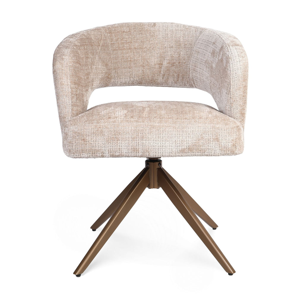 Eetkamerstoel Demi | Draaibaar | Beige/Bronze