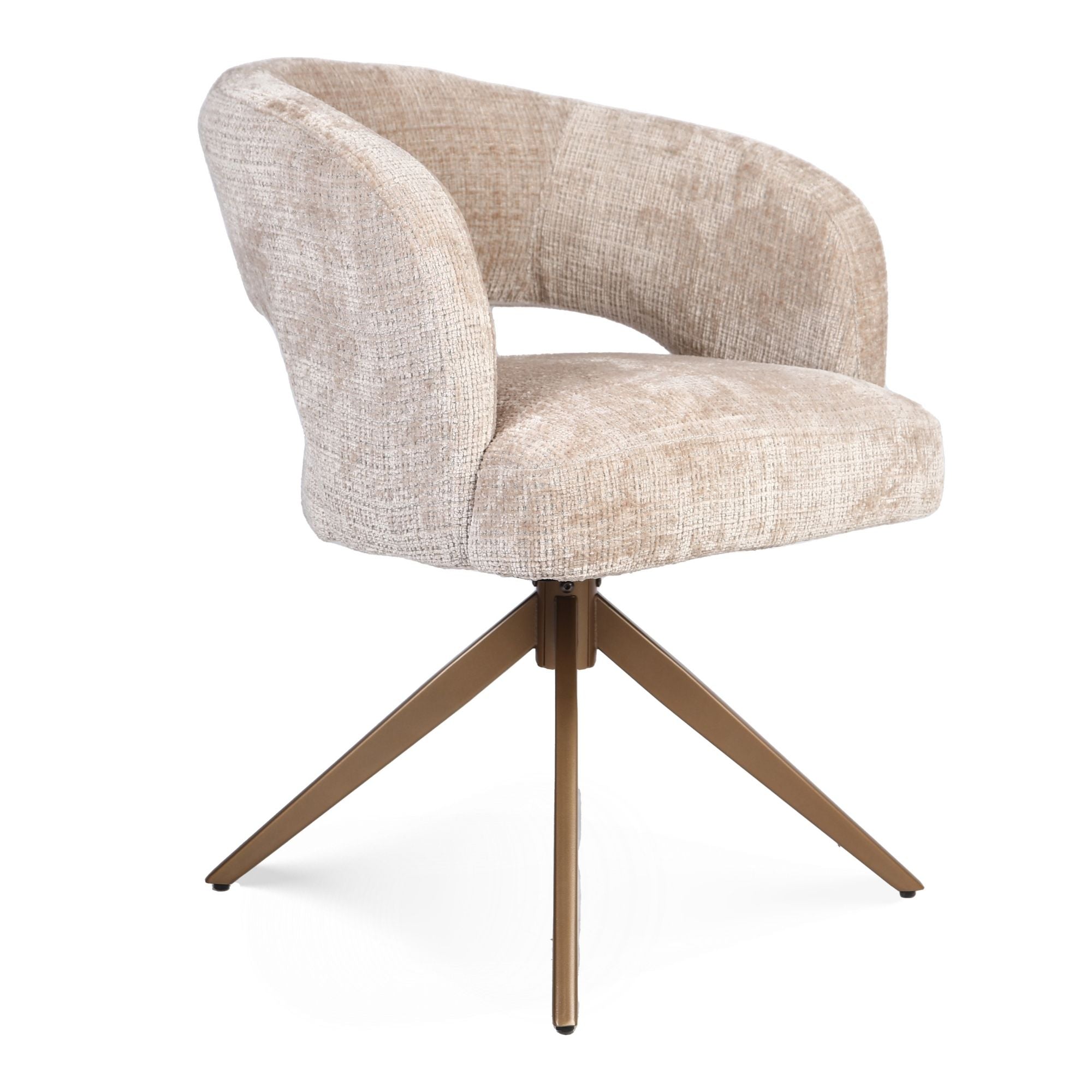 Eetkamerstoel Demi | Draaibaar | Beige/Bronze