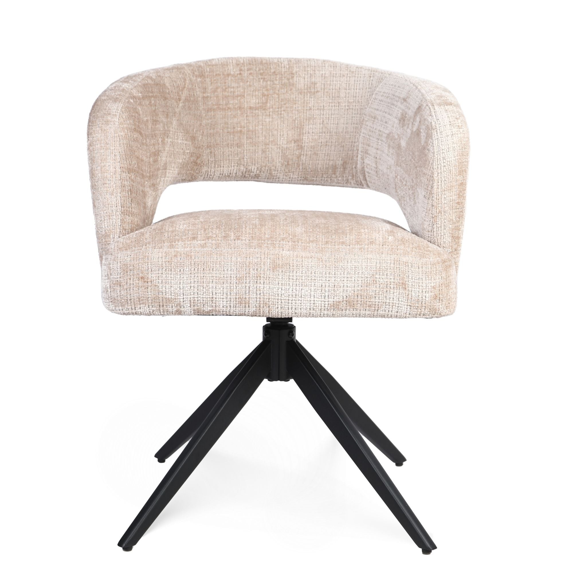 Eetkamerstoel Demi | Beige | Draaibaar | Zwart onderstel