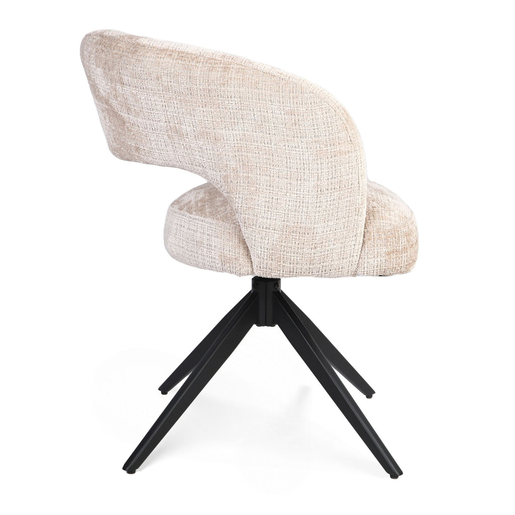 Eetkamerstoel Demi | Beige | Draaibaar | Zwart onderstel