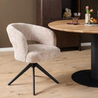 Eetkamerstoel Demi | Beige | Draaibaar | Zwart onderstel