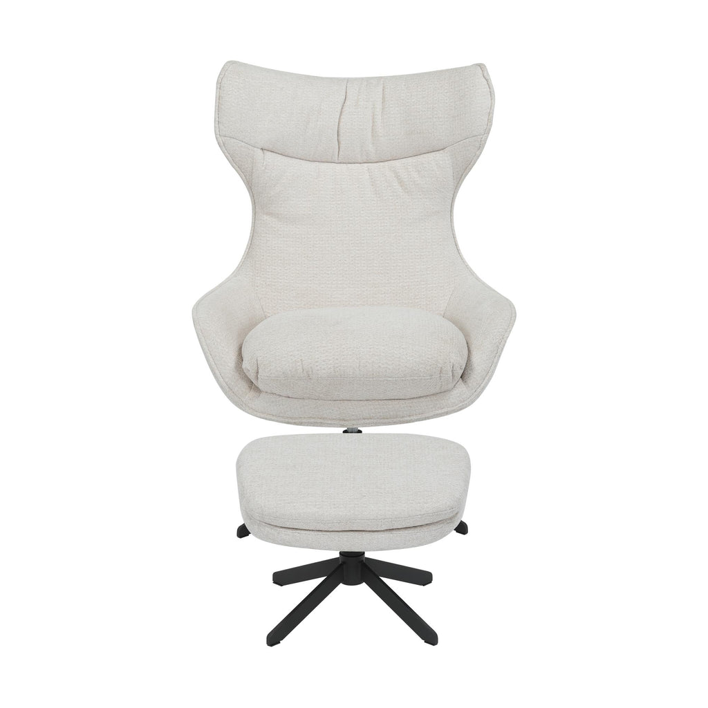 Fauteuil Olivia | Draaibaar | Wit | Met voetenbank