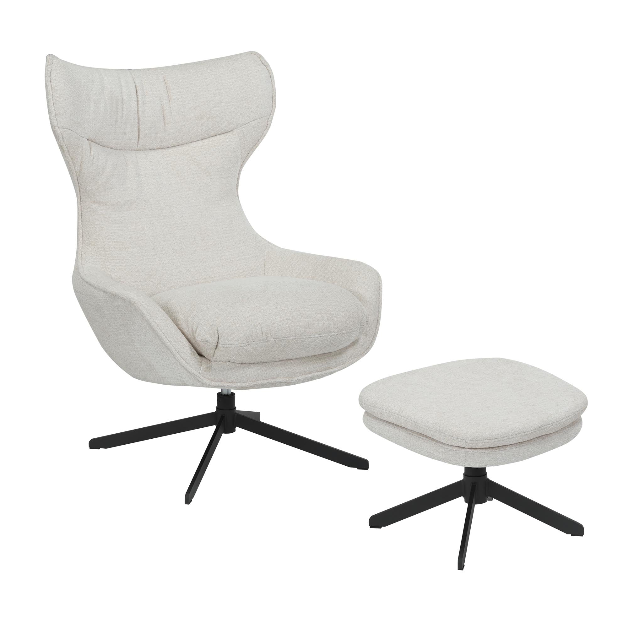 Fauteuil Olivia | Draaibaar | Wit | Met voetenbank