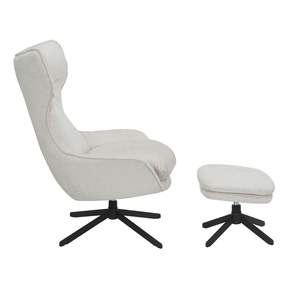 Fauteuil Olivia | Draaibaar | Wit | Met voetenbank