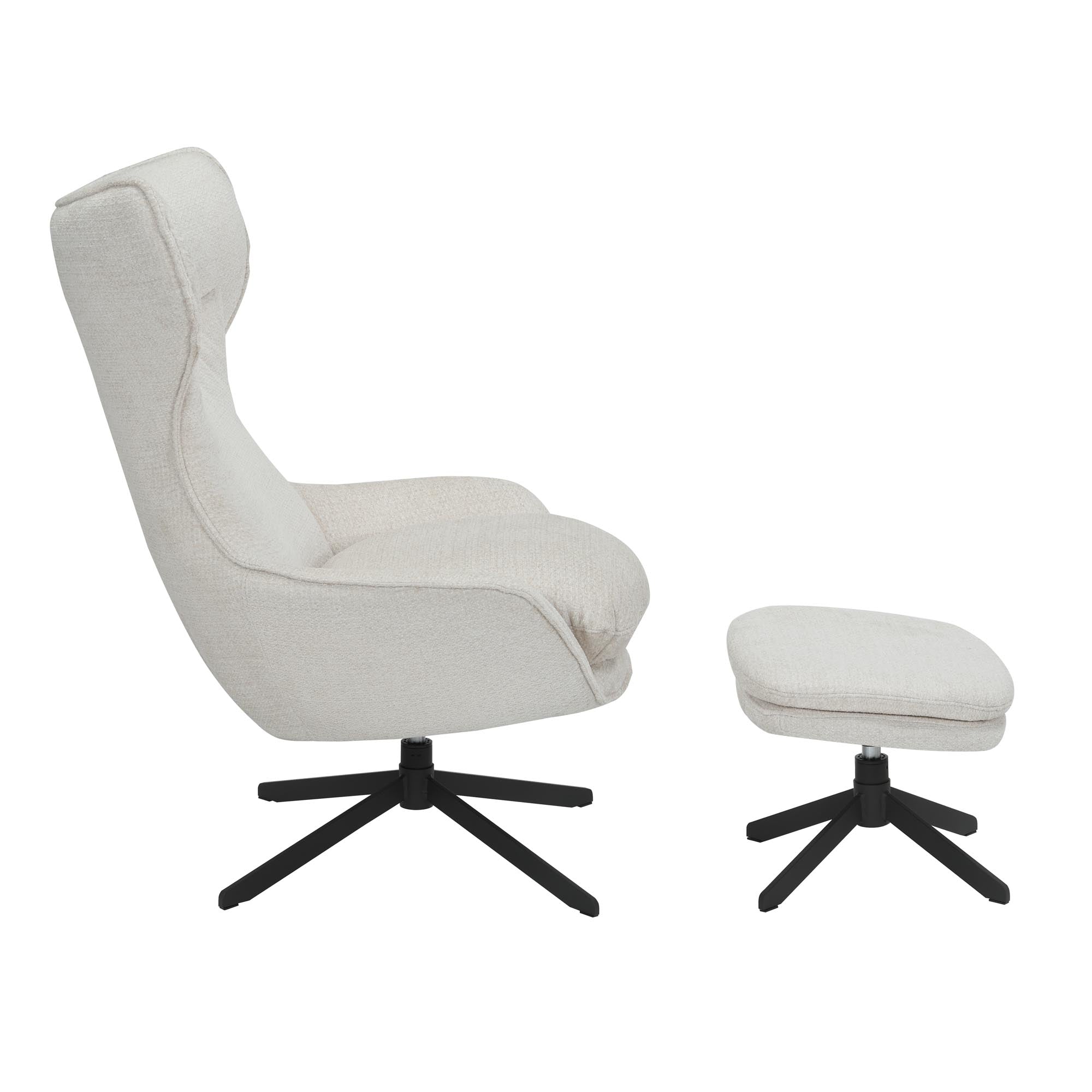 Fauteuil Olivia | Draaibaar | Wit | Met voetenbank