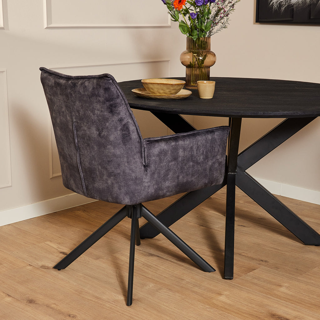 Eetkamerstoel Dani Velvet | Antraciet | Set van 2