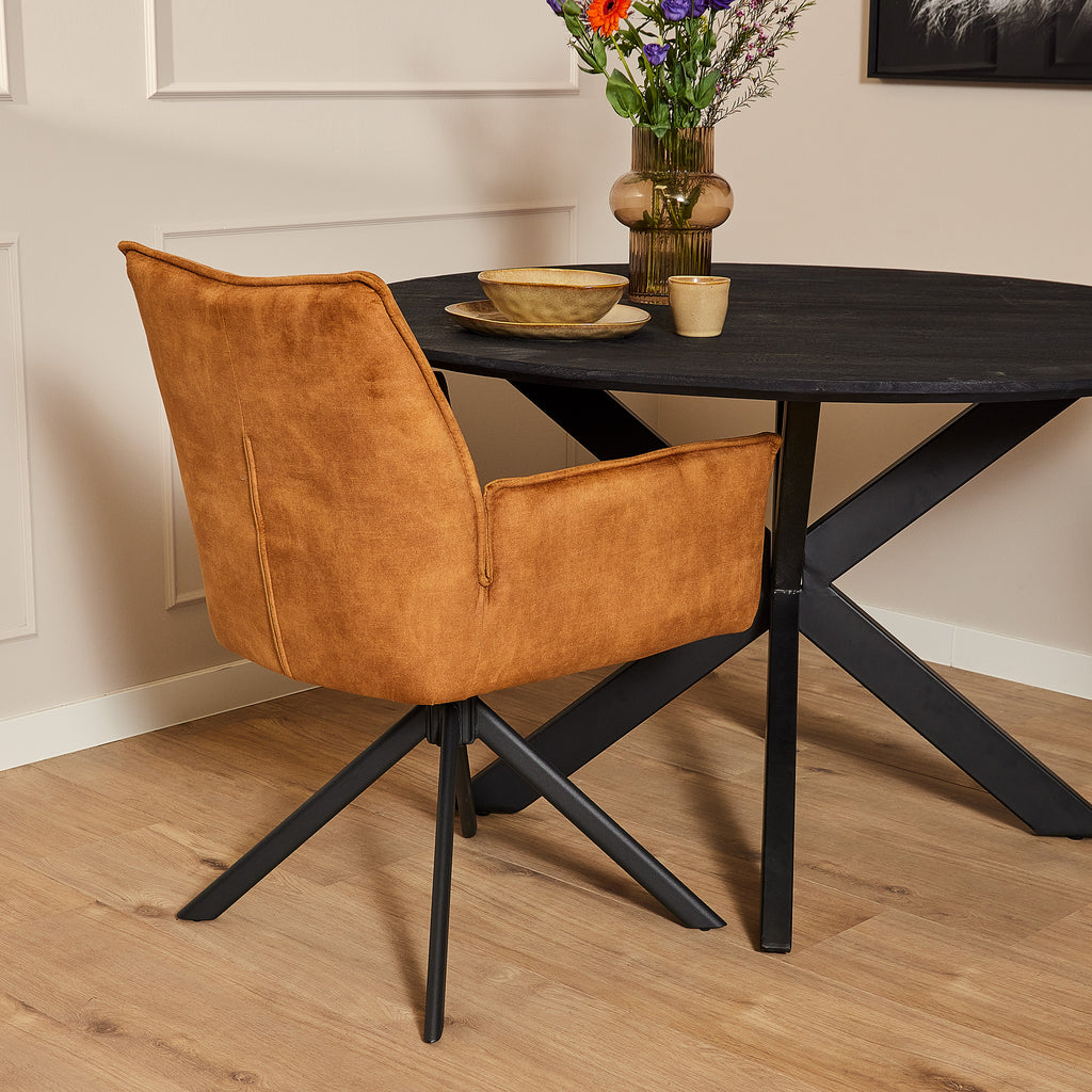 Eetkamerstoel Dani Velvet | Draaibaar | Zwart onderstel