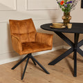 Eetkamerstoel Dani Velvet | Draaibaar | Zwart onderstel