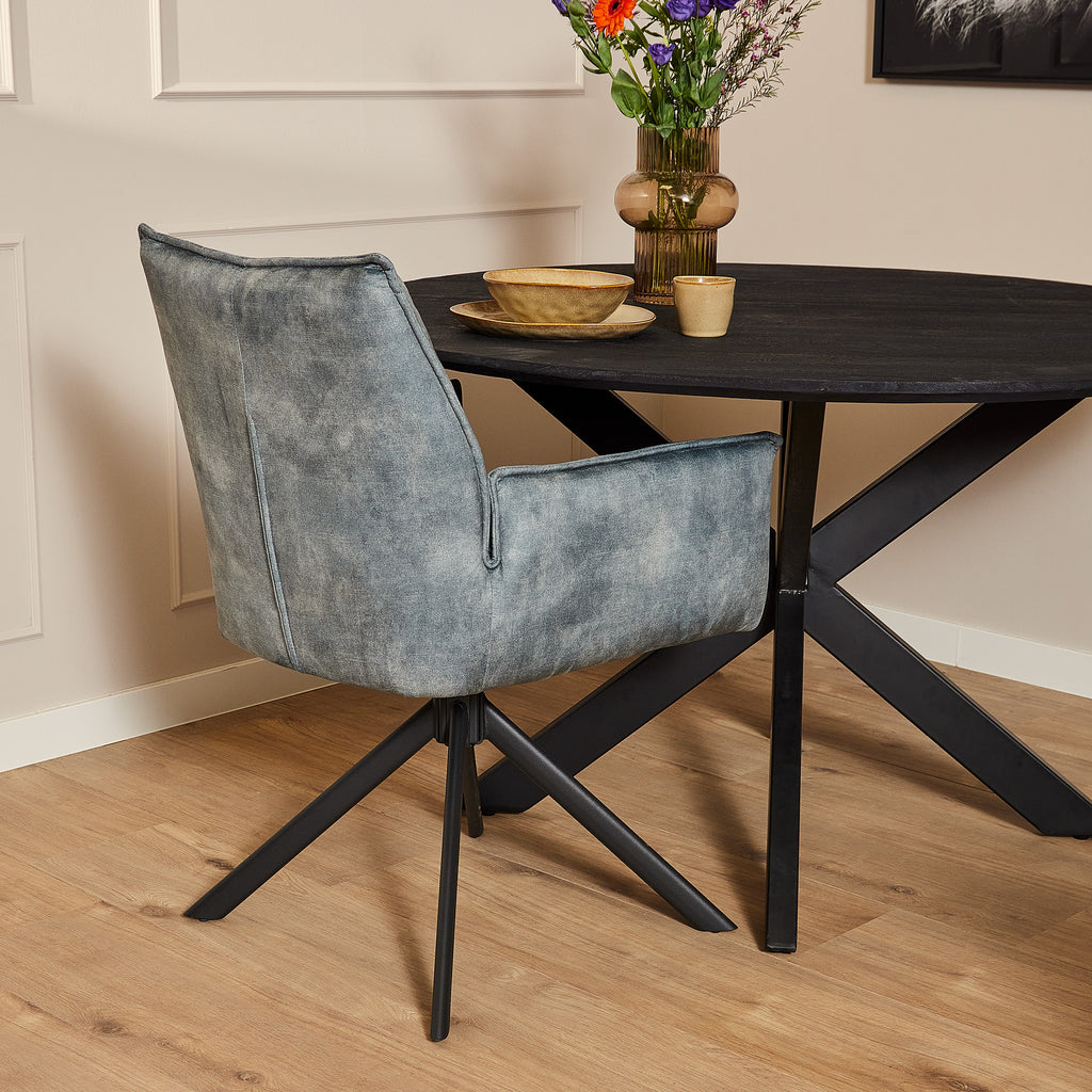Eetkamerstoel Dani Velvet | Light Blue | Draaibaar
