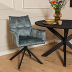Eetkamerstoel Dani Velvet | Light Blue | Draaibaar
