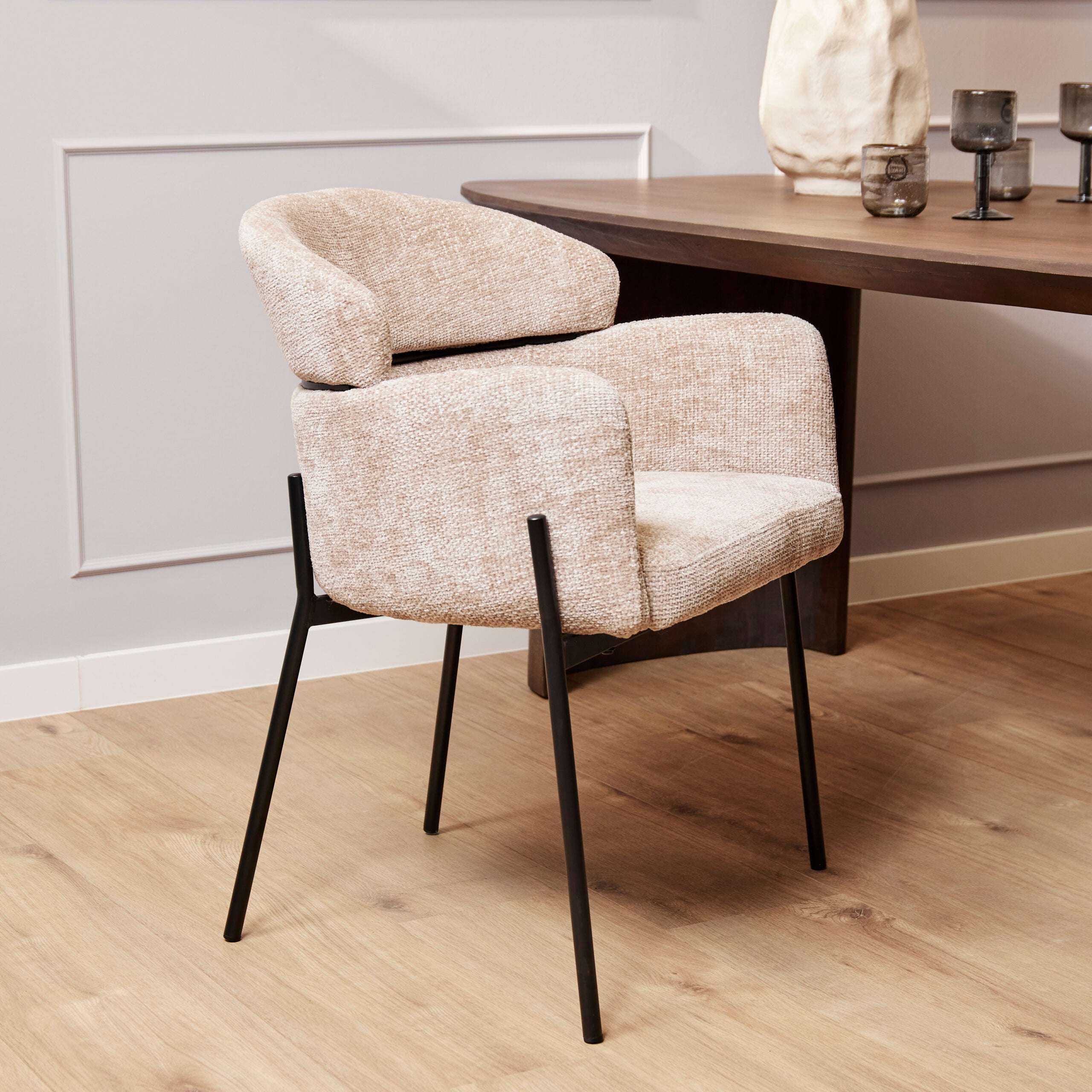 Eetkamerstoel Otis | Gewoven stof | Beige