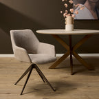 Eetkamerstoel Daisy | Draaibaar 180° | Beige stof