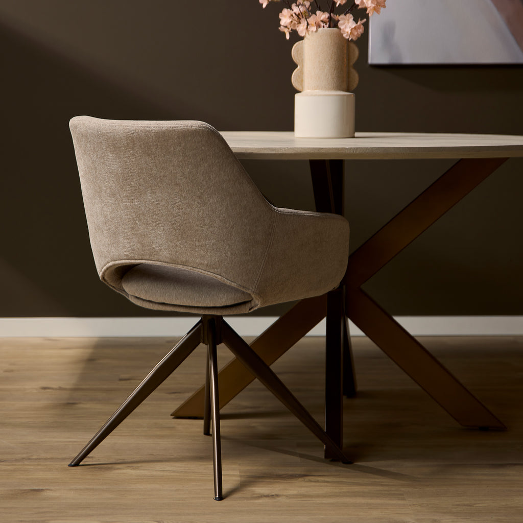 Eetkamerstoel Daisy | Draaibaar 180° | Beige stof