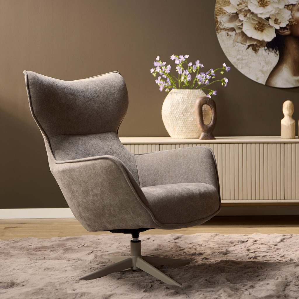 Fauteuil Julia | Draaibaar | Taupe stof