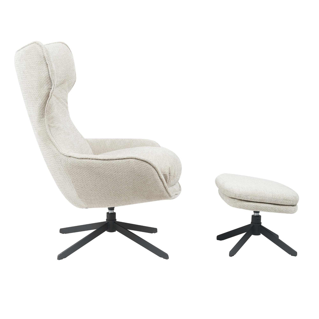 Fauteuil Olivia | Draaibaar | Taupe met voetenbank