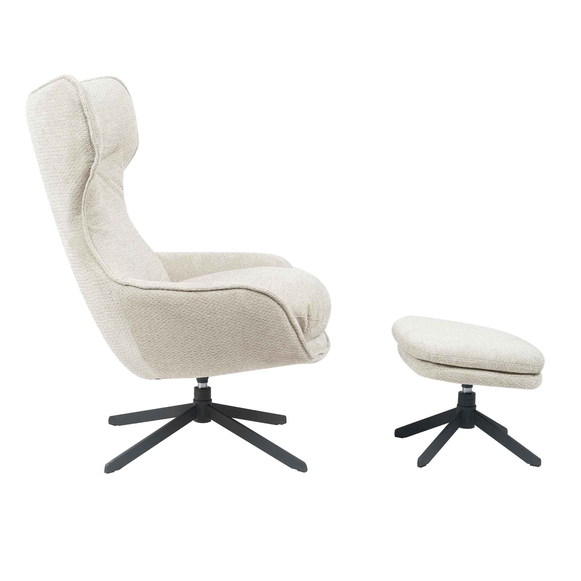 Fauteuil Olivia | Draaibaar | Taupe met voetenbank