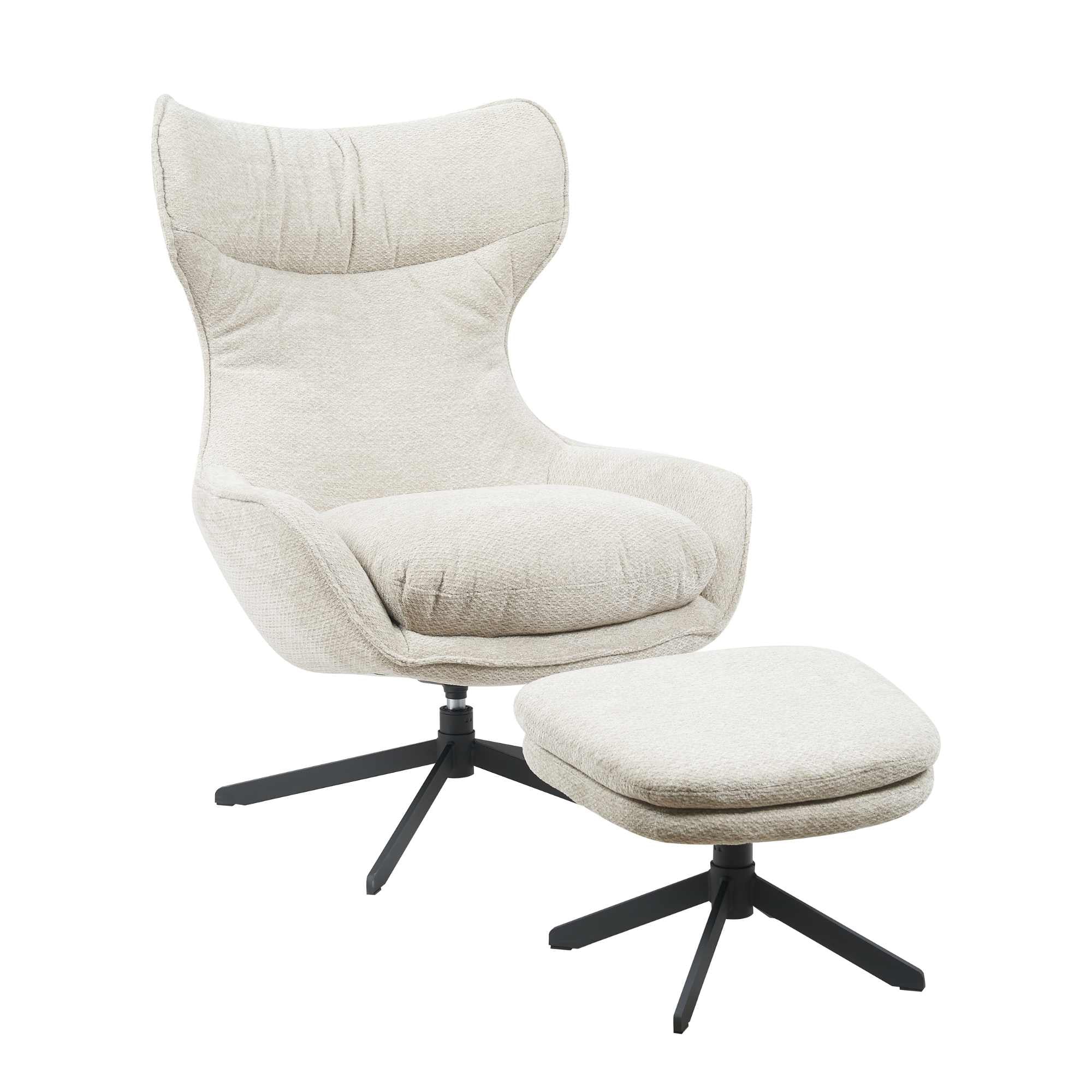 Fauteuil Olivia | Draaibaar | Taupe met voetenbank