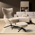 Fauteuil Olivia | Draaibaar | Taupe met voetenbank