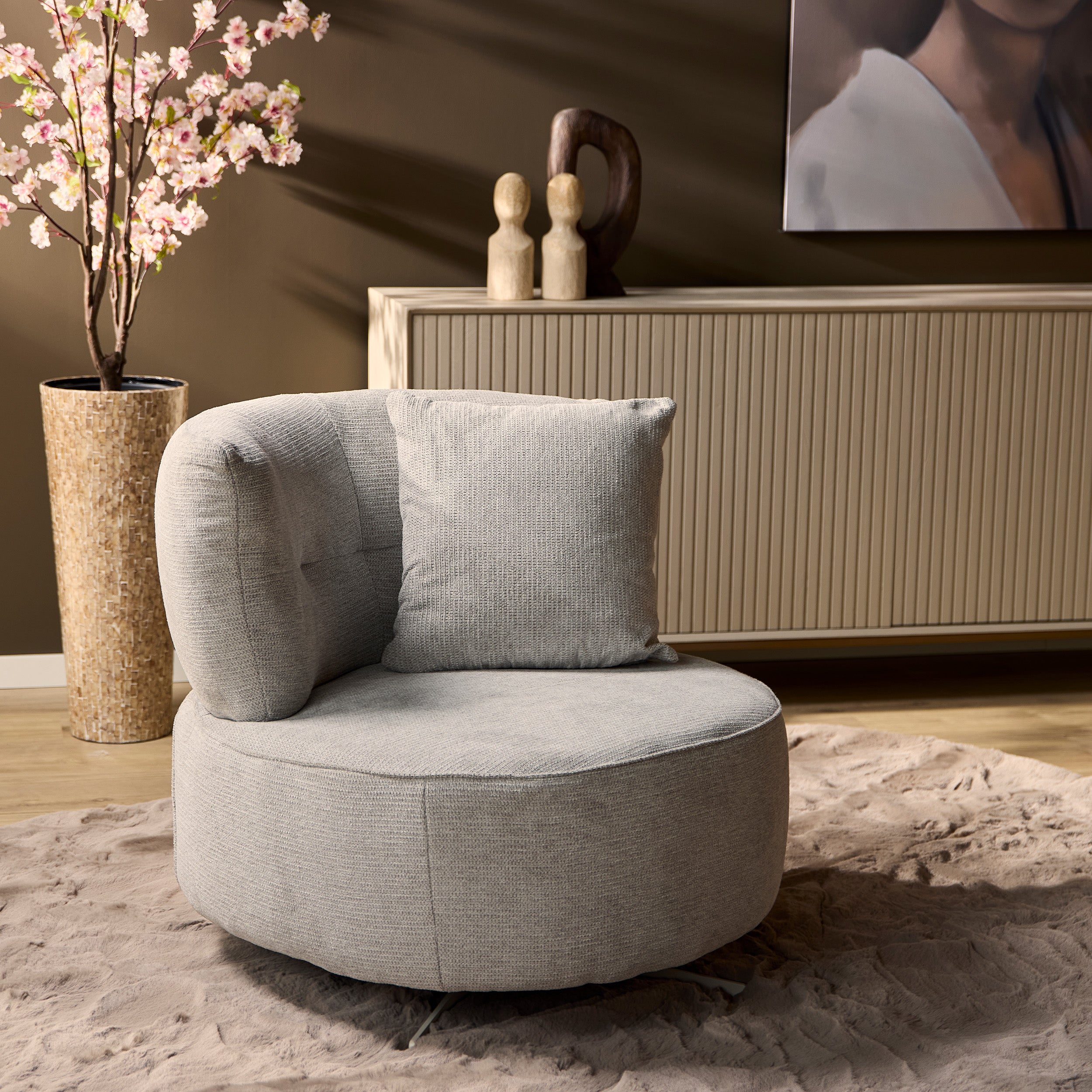 Fauteuil Julia | Draaibaar | Lichtgrijs stof