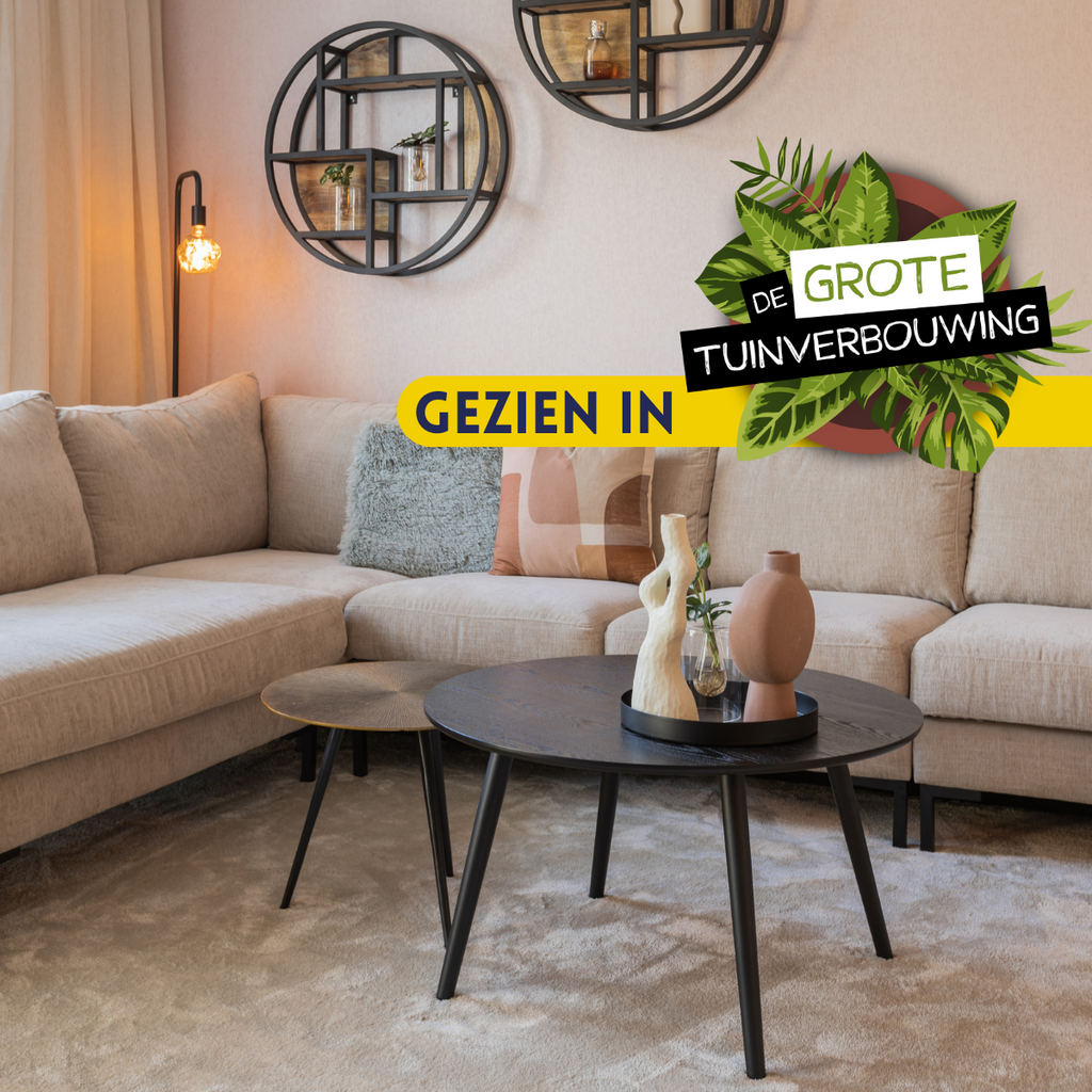 Bijzettafel Set Ryas | 3-delig | Goud & Zwart