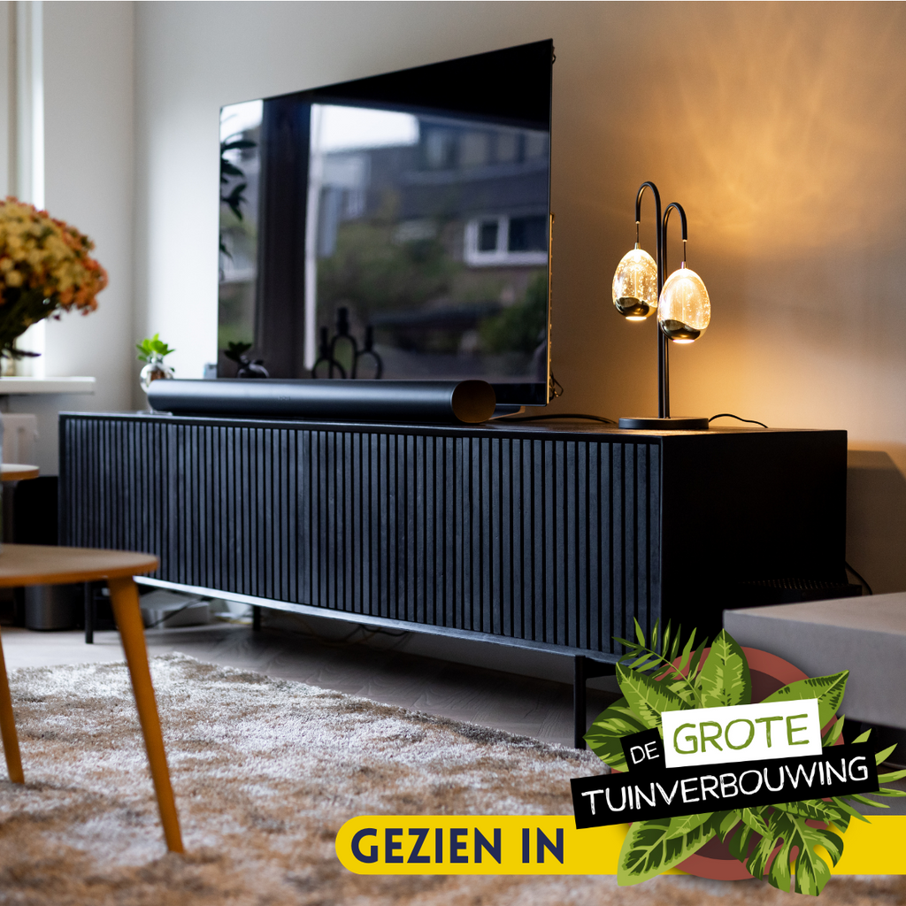 Tv meubel Madison | 4-Deuren | Mango zwart