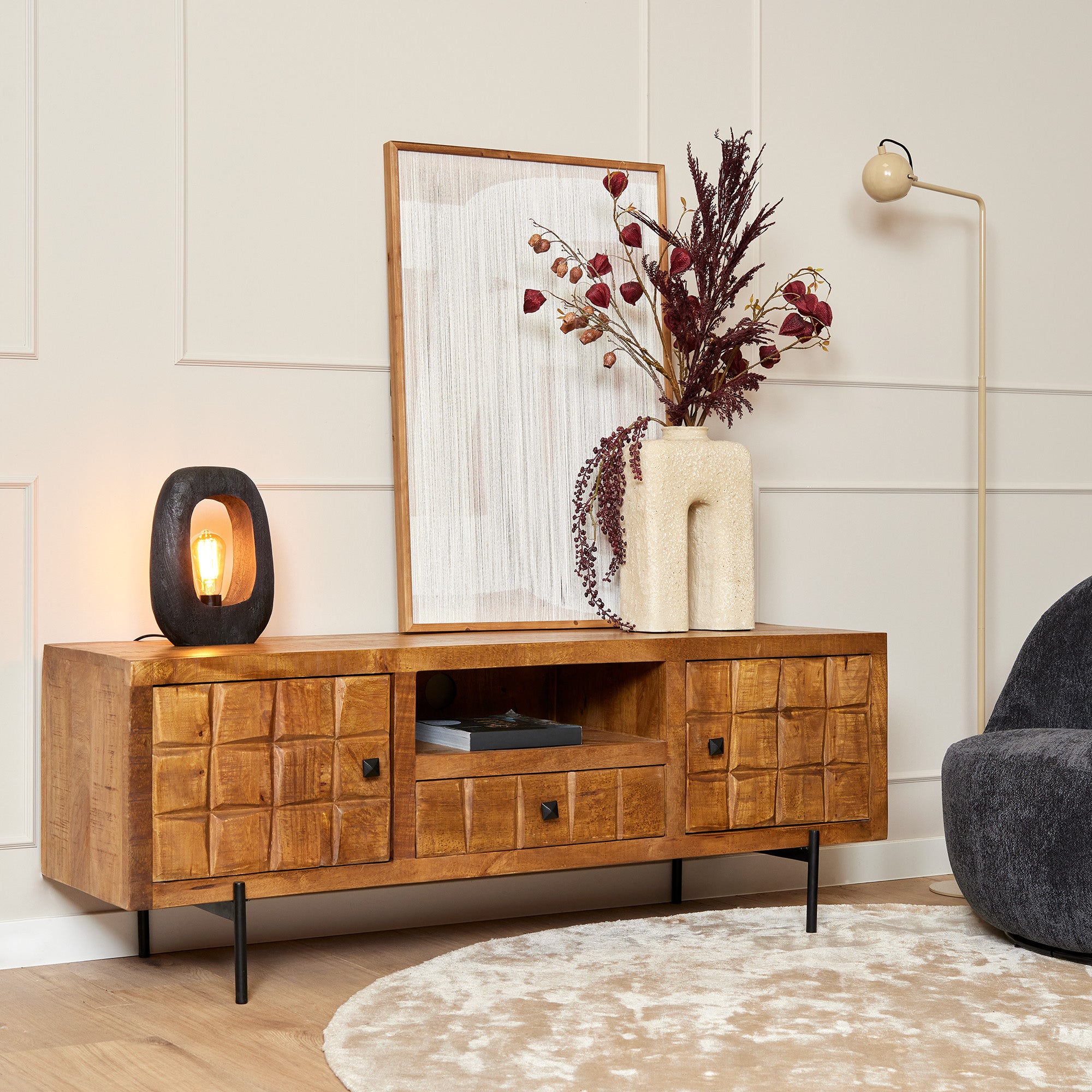 Tv meubel Brandy | Mangohout | 150 cm
