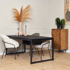 Eettafel Boaz | Zwart | Mangohout & Metaal