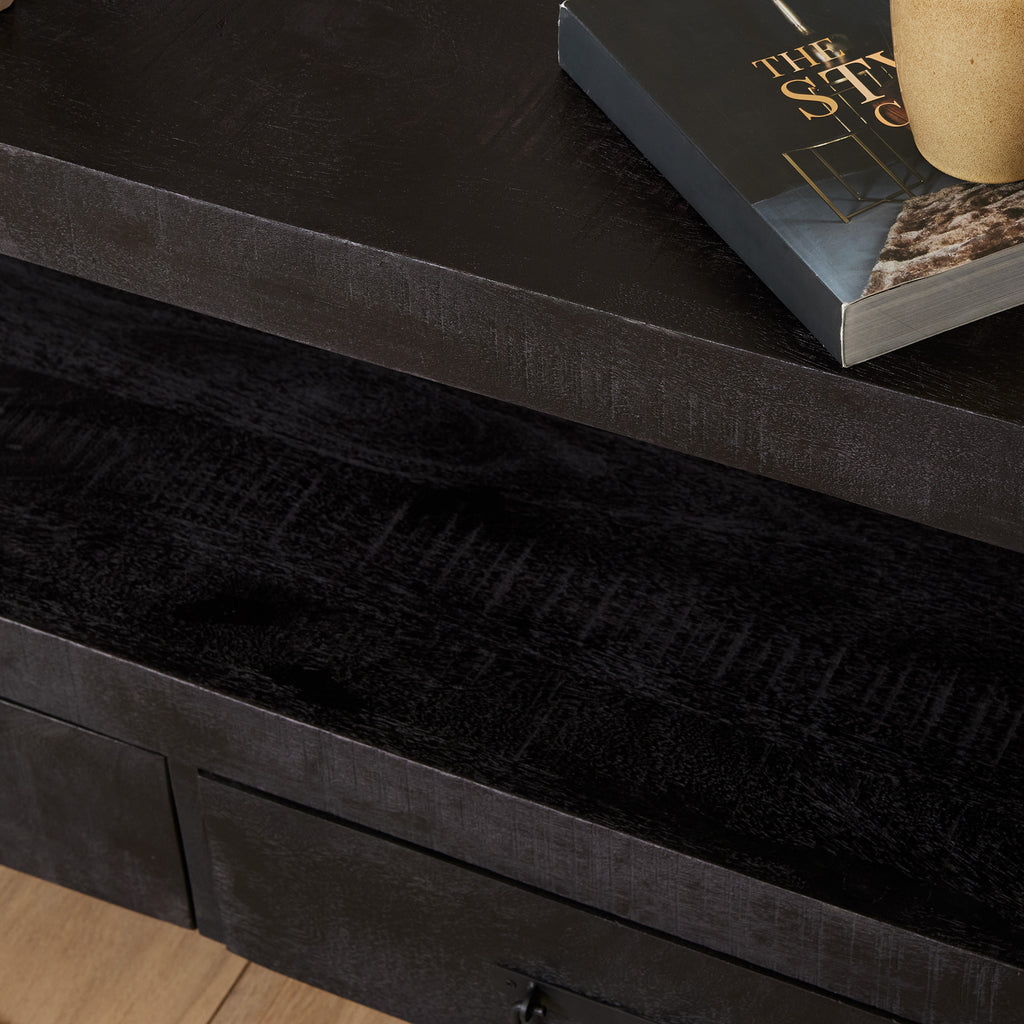 TV-meubel Boaz | Mangohout | Zwart metalen frame