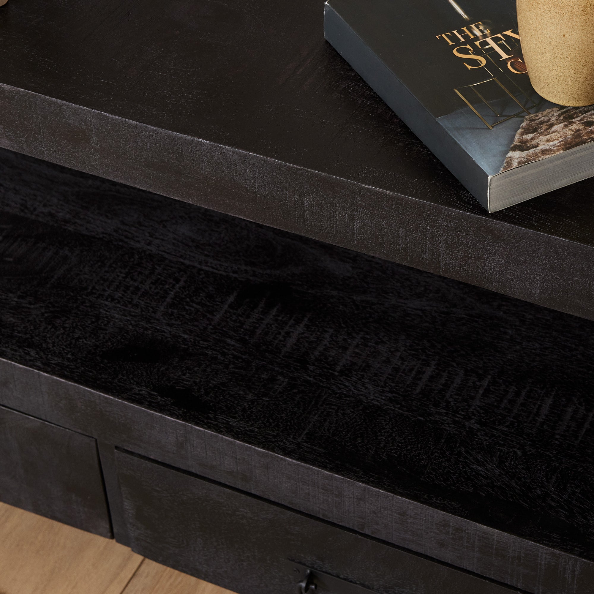 TV-meubel Boaz | Mangohout | Zwart metalen frame
