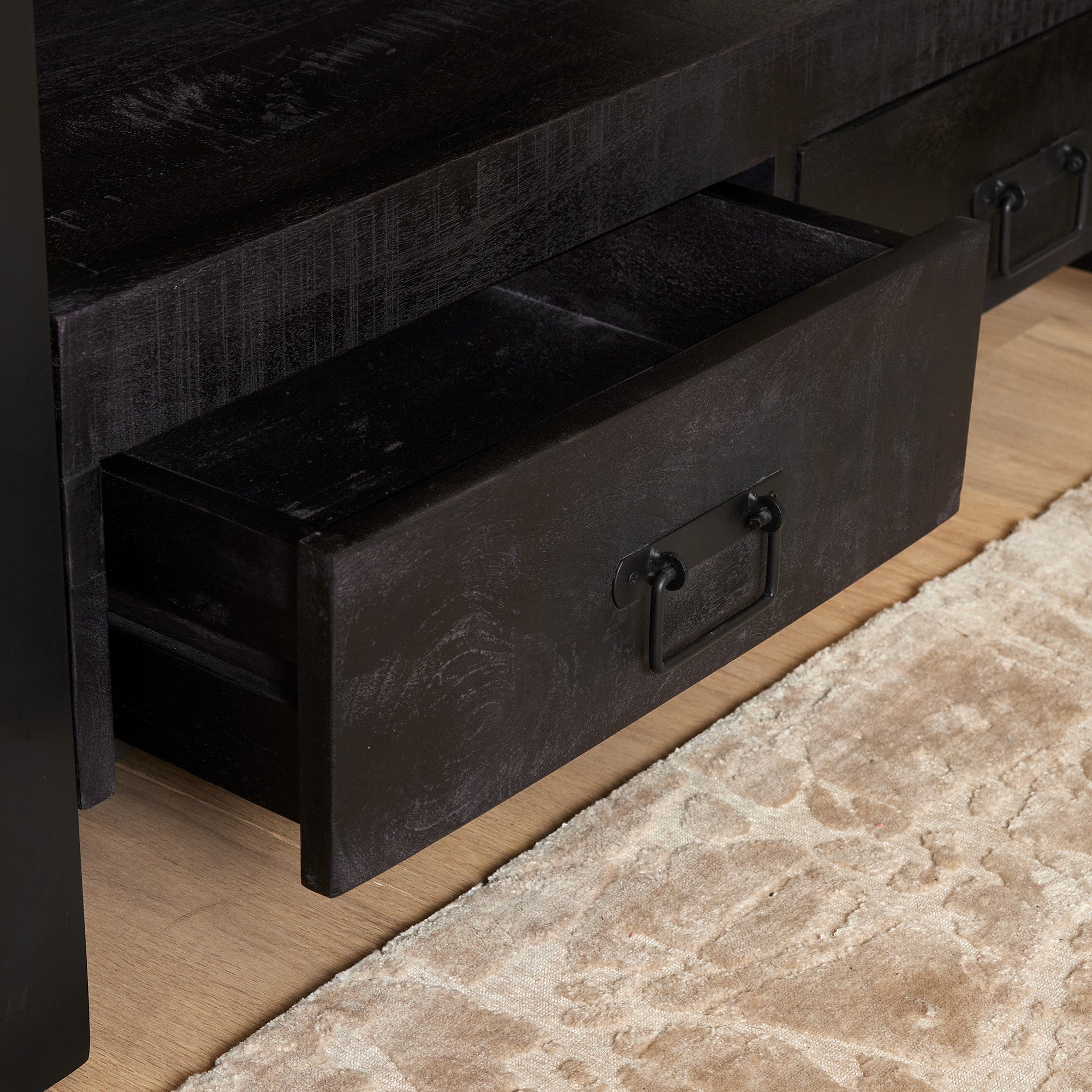 TV-meubel Boaz | Mangohout | Zwart metalen frame