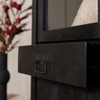 Vitrinekast Boaz | Mangohout | Zwart 115x45x180