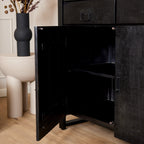 Vitrinekast Boaz | Mangohout | Zwart 115x45x180