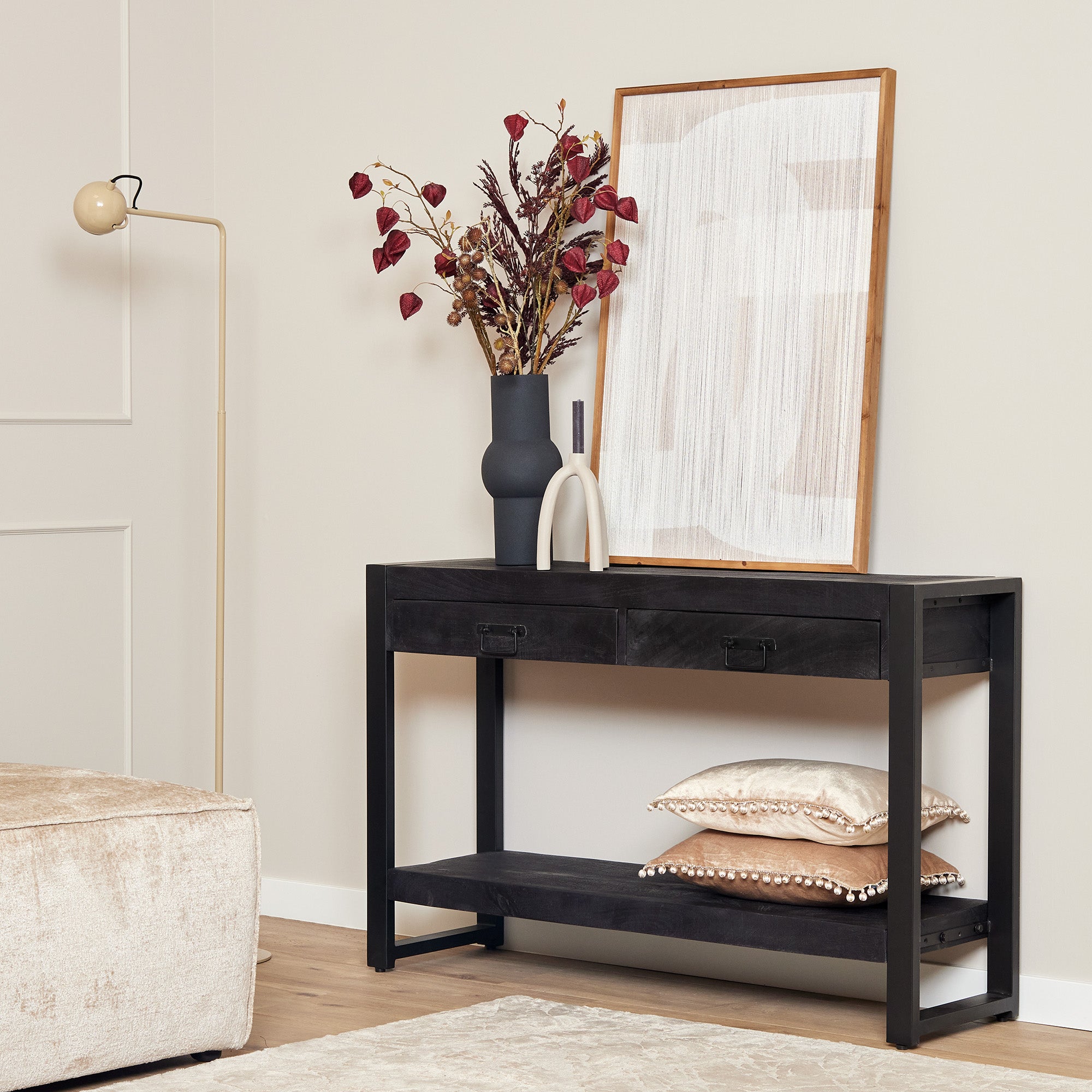 Sidetable Boaz | 2 Laden | Mangohout Zwart