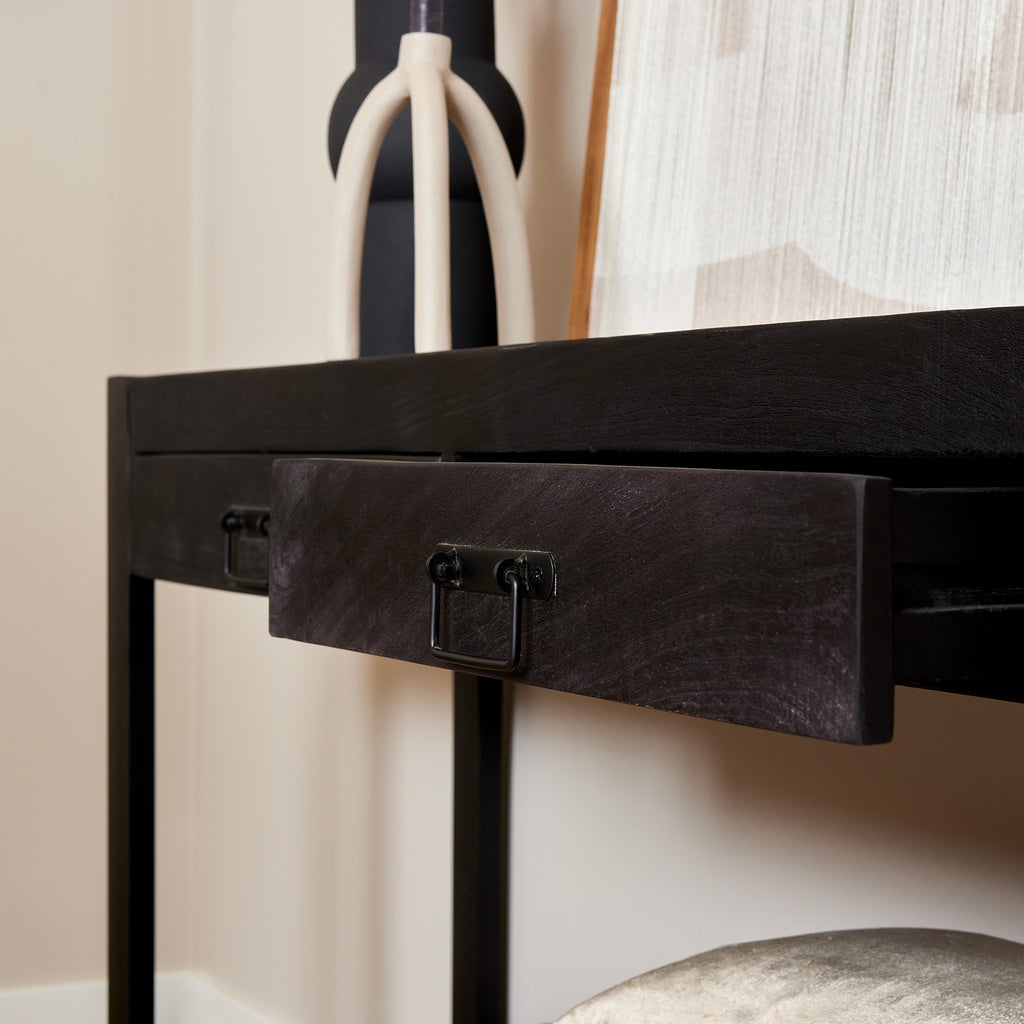 Sidetable Boaz | 2 Laden | Mangohout Zwart