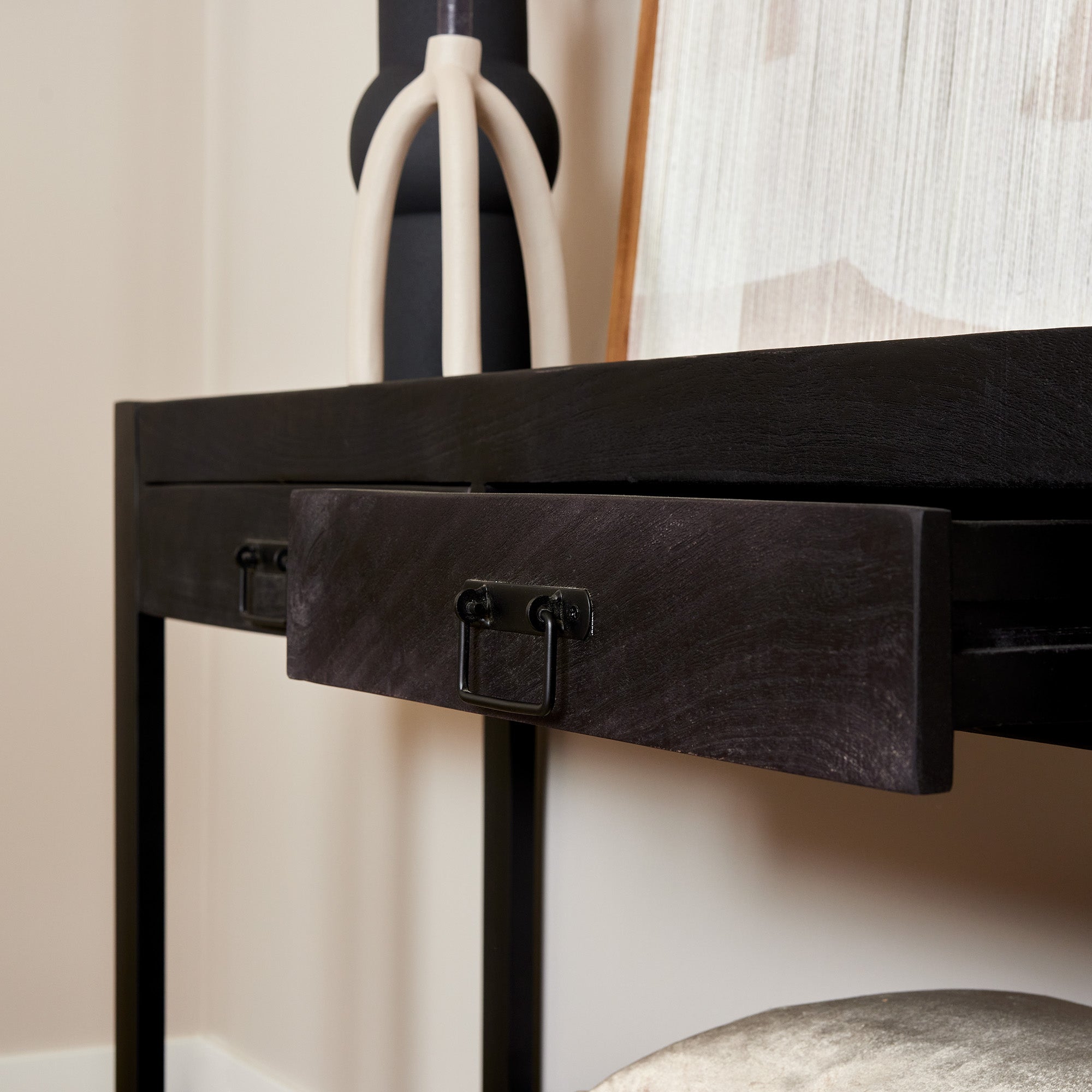 Sidetable Boaz | 2 Laden | Mangohout Zwart