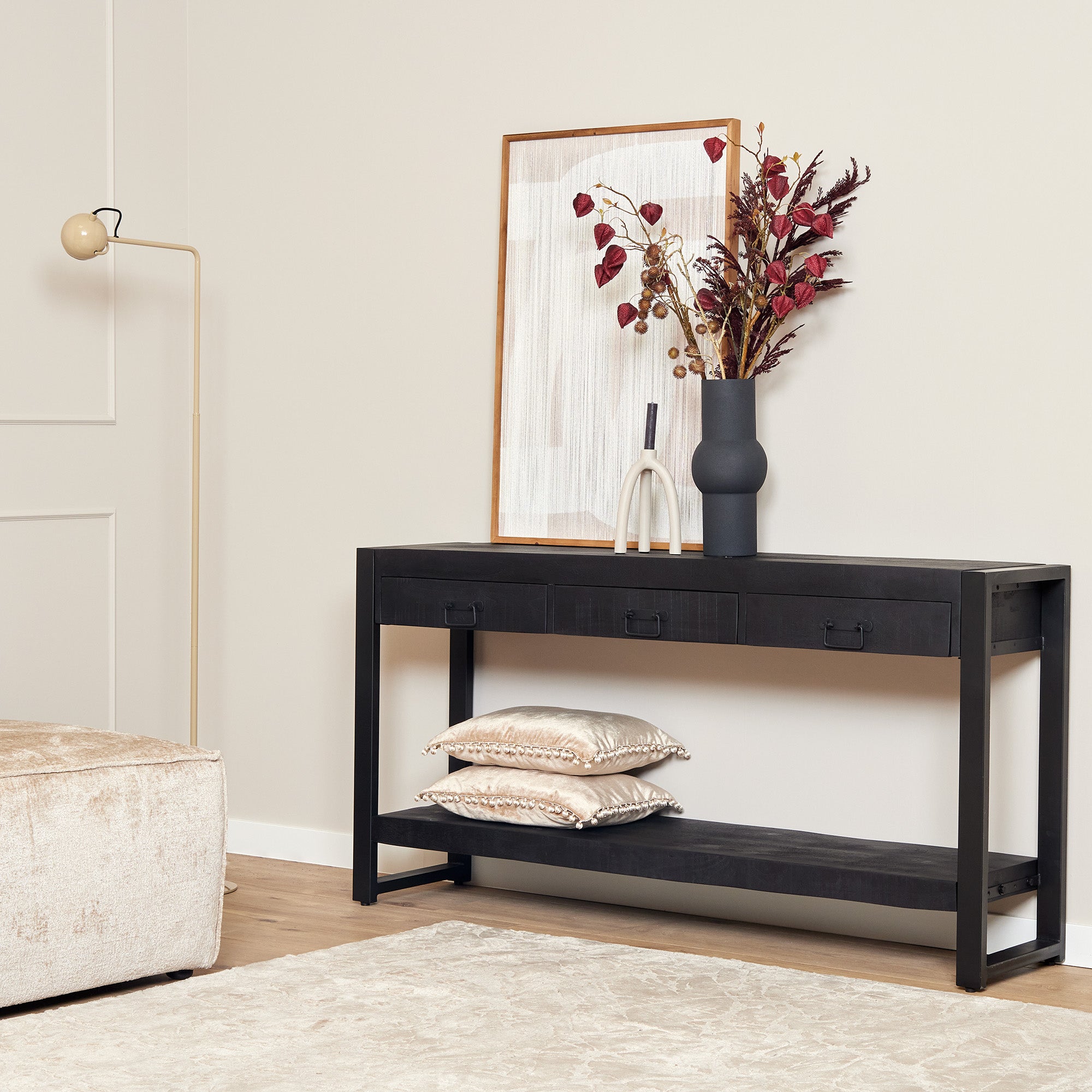 Sidetable Boaz Black | 3 Laden | Mangohout