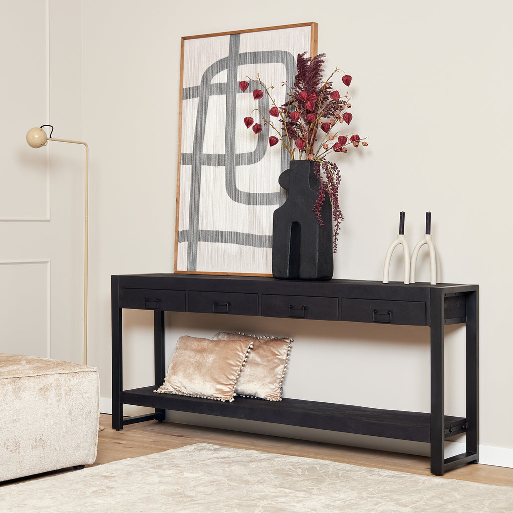 Sidetable Boaz | 4 Laden | Mangohout Zwart