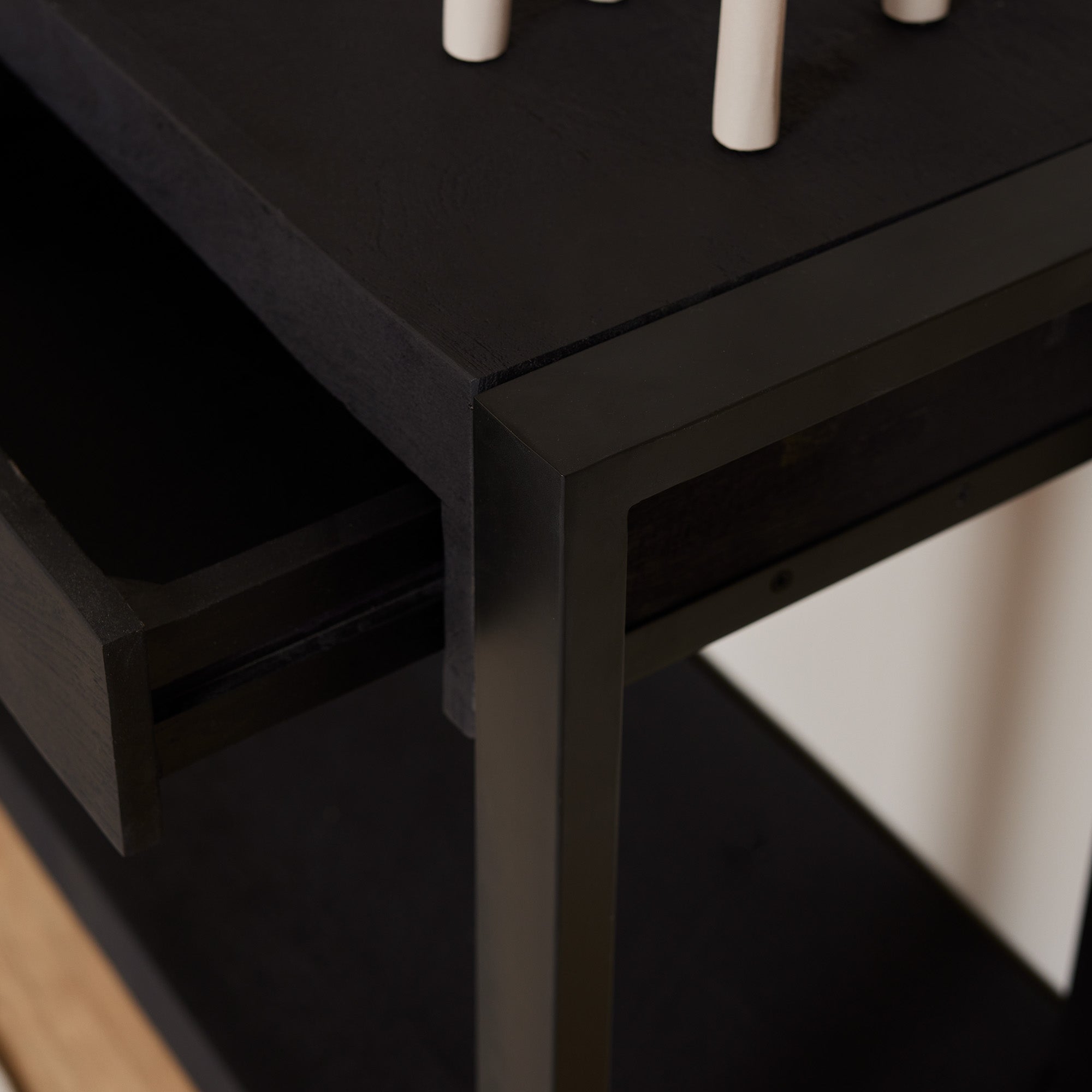 Sidetable Boaz | 4 Laden | Mangohout Zwart